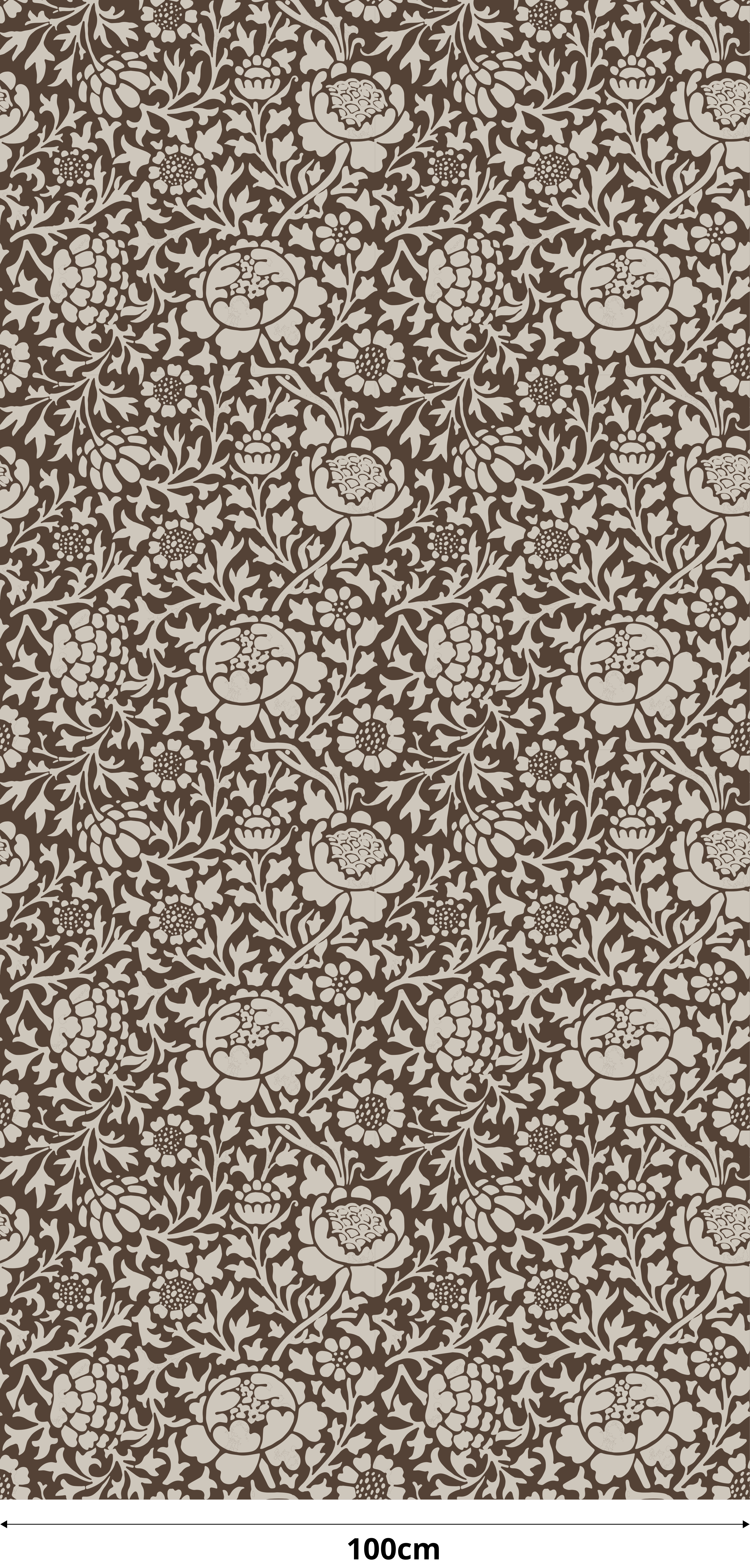 Vinyl tapijt bruin vintage bloemenprint - TenStickers