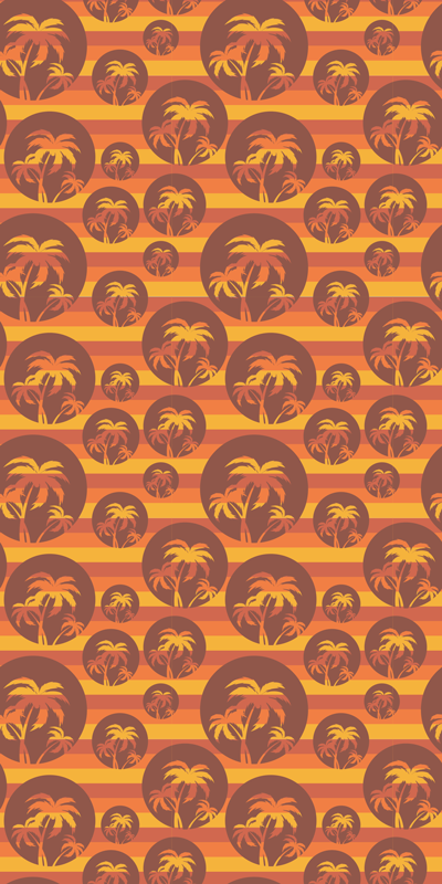 Vinyl tapijt bruin retro zonsondergang en palmen koelkast - TenStickers