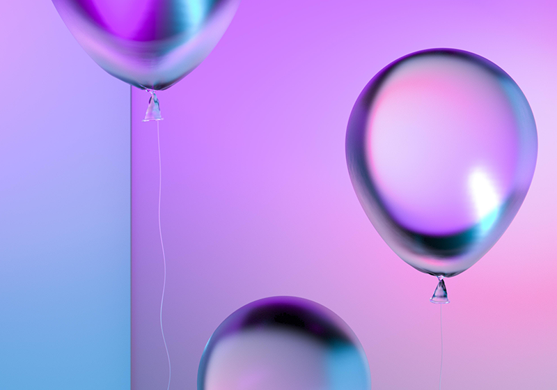 Vinyl tapijt paars met verloop ballonnenarrangement - TenStickers