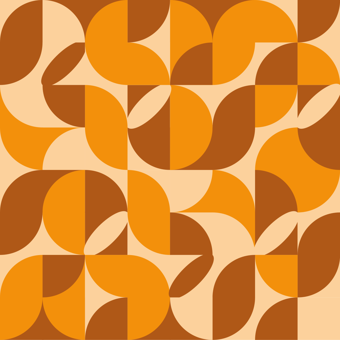 Vinyl tapijt oranje retro oranje figuren - TenStickers