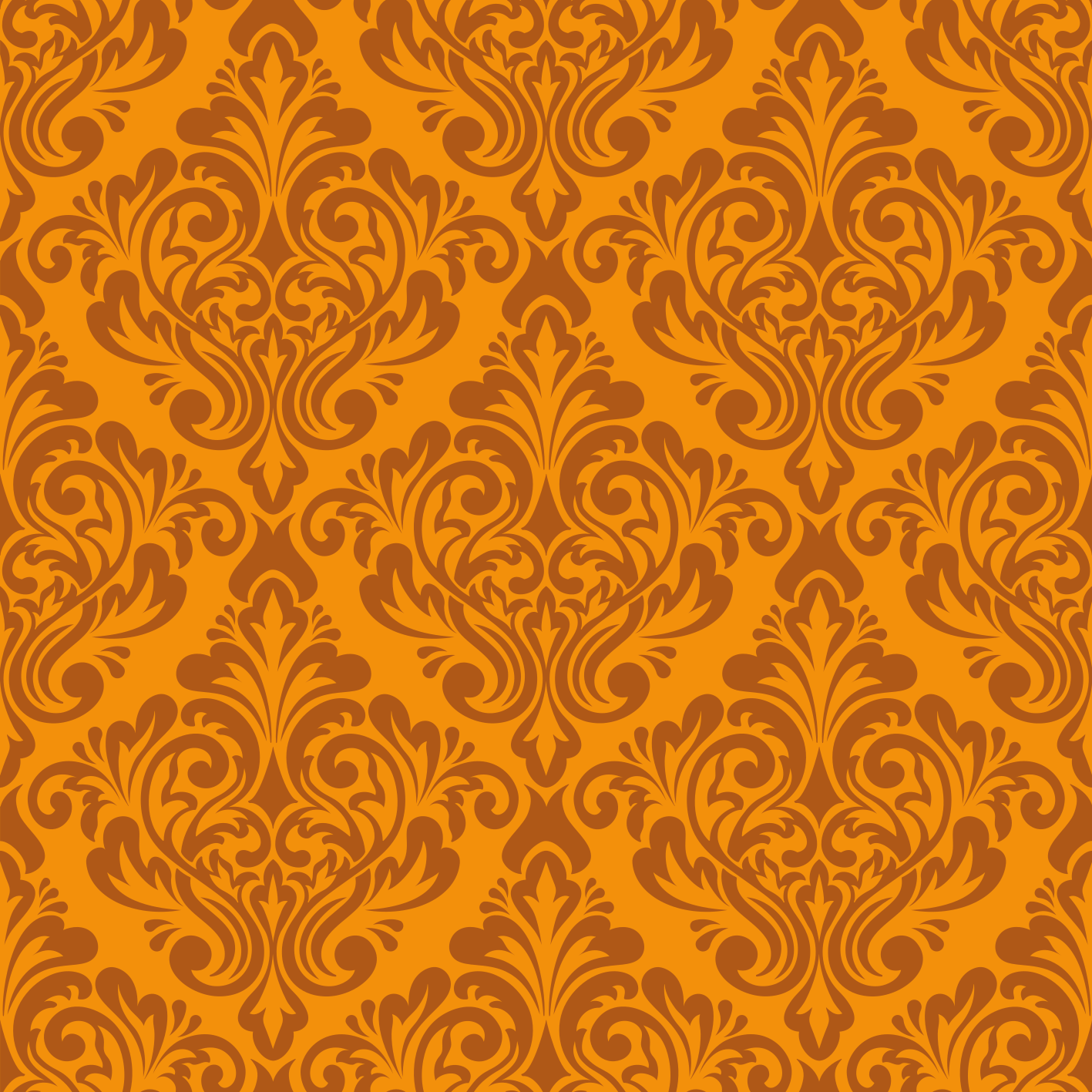 Vinyl tapijt oranje vintage oranje damast - TenStickers