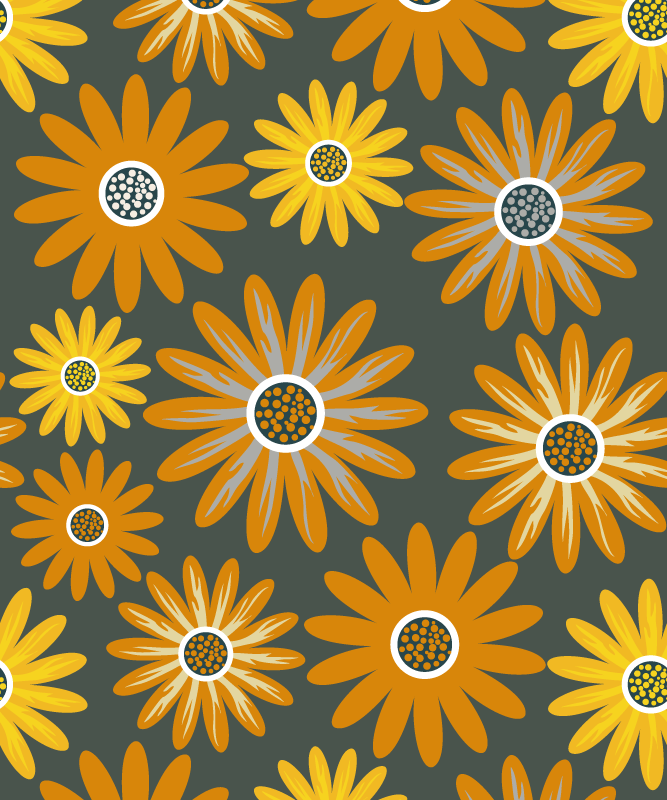 Vinyl tapijt oranje met madeliefjes bloemen - TenStickers