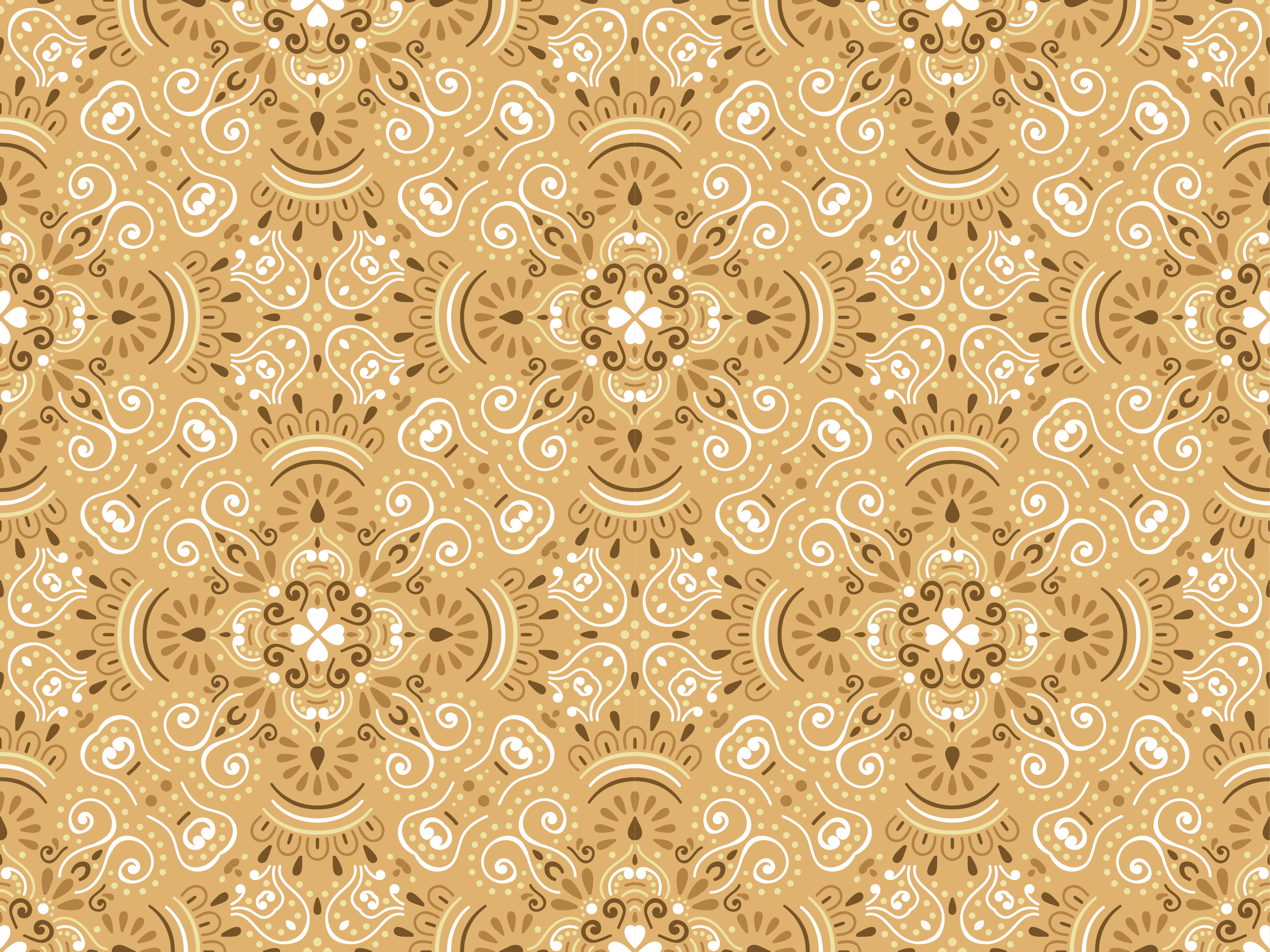 Vinyl tapijt oranje vintage beige ornamentenpatroon - TenStickers