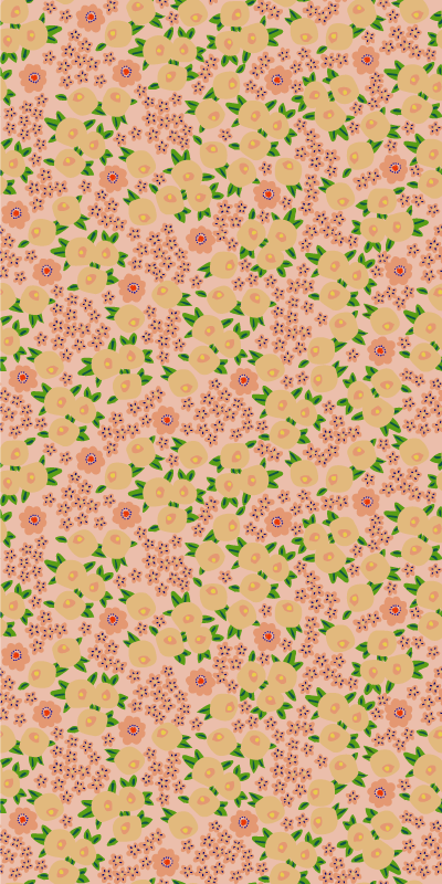 Vinyl tapijt oranje origineel bloemenpatroon perziktinten - TenStickers