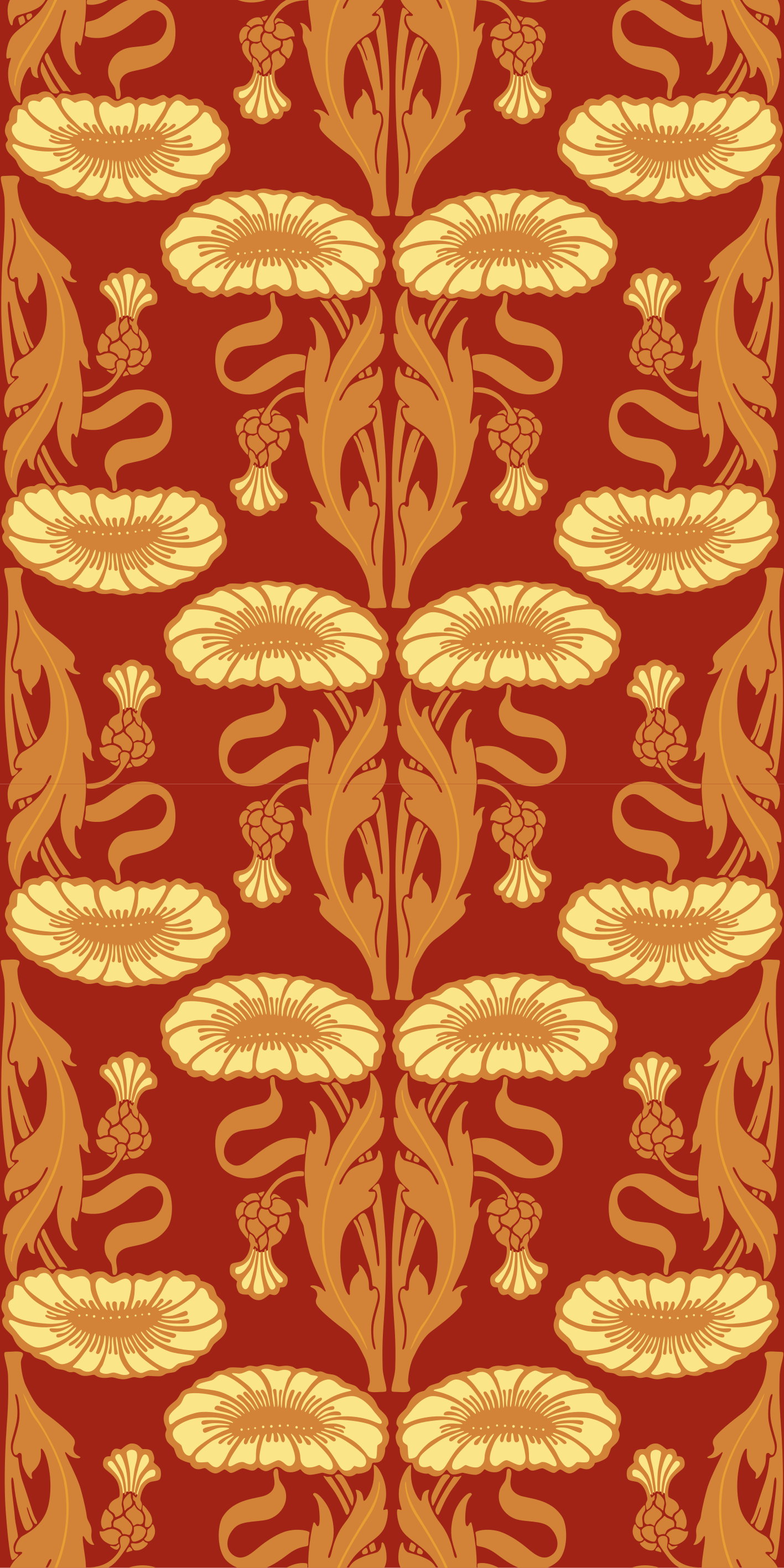 Vinyl tapijt oranje modern stijl ornamentpatroon - TenStickers