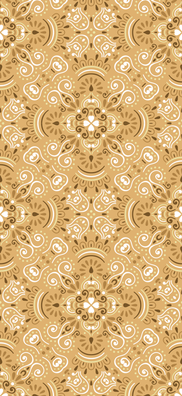 Vinyl tapijt oranje vintage beige ornamentpatroon - TenStickers