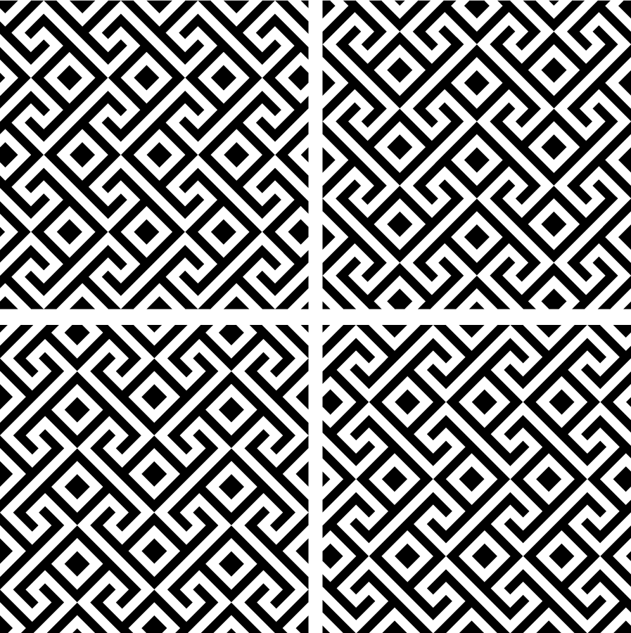 Vinyl tapijt zwart met zwart-wit geometrisch patroon - TenStickers