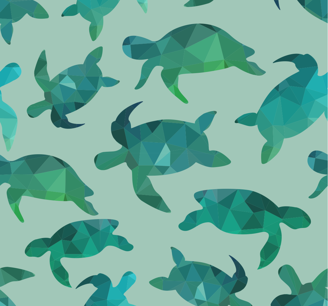 Vinyl tapijt groen met groene schildpadden - TenStickers