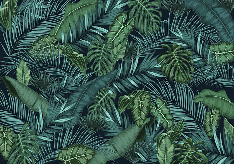 Vinyl tapijt groen jungle behang - TenStickers