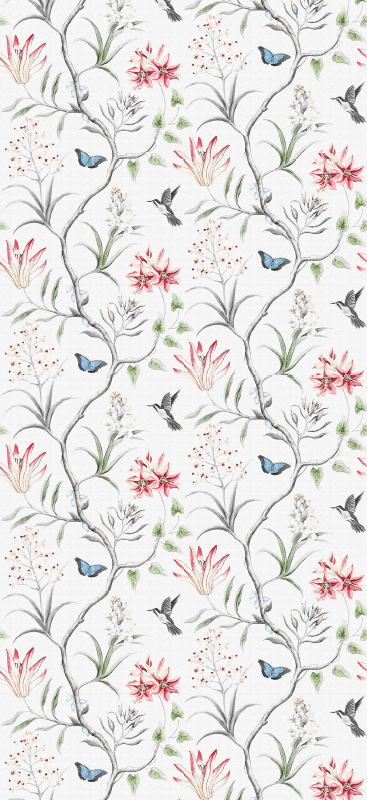 Vinyl tapijt buitenshuis met vogels en vlinders bloemen - TenStickers