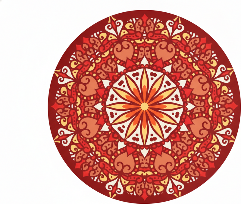 Vinyl tapijt rood luxe decoratieve kleurrijke mandala - TenStickers