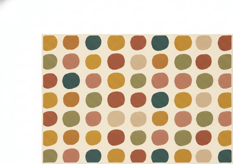 Vinyl tapijt rood met boho kleuren stippenpatroon - TenStickers