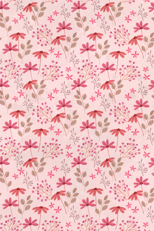 Vinyl tapijt roze met kleine bloemen - TenStickers