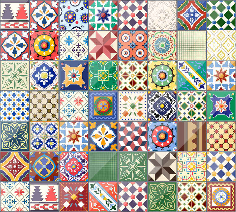 Kleurrijk Mozaïektegels vinyl vloerkleed - TenStickers