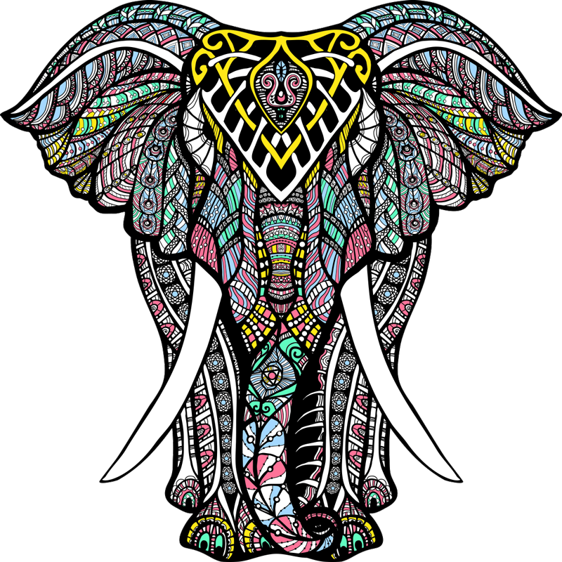 Gestileerde olifant dieren vinyl tapijt - TenStickers