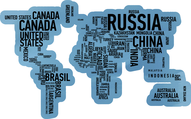 Geografische contour vinyl tapijt wereldkaart - TenStickers