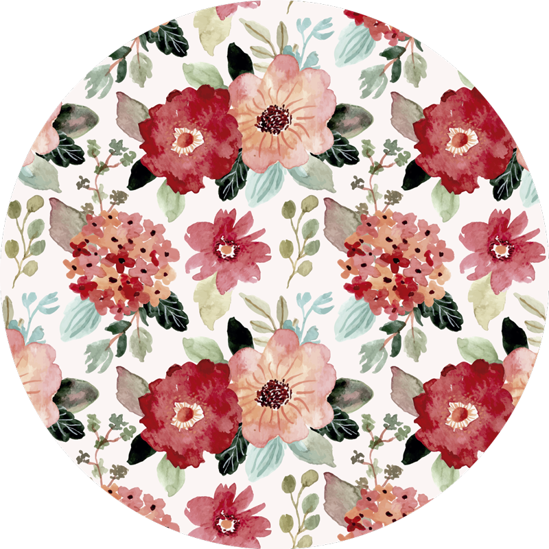 Bloemencirkelmotief vinyl tapijt bloemen en planten - TenStickers