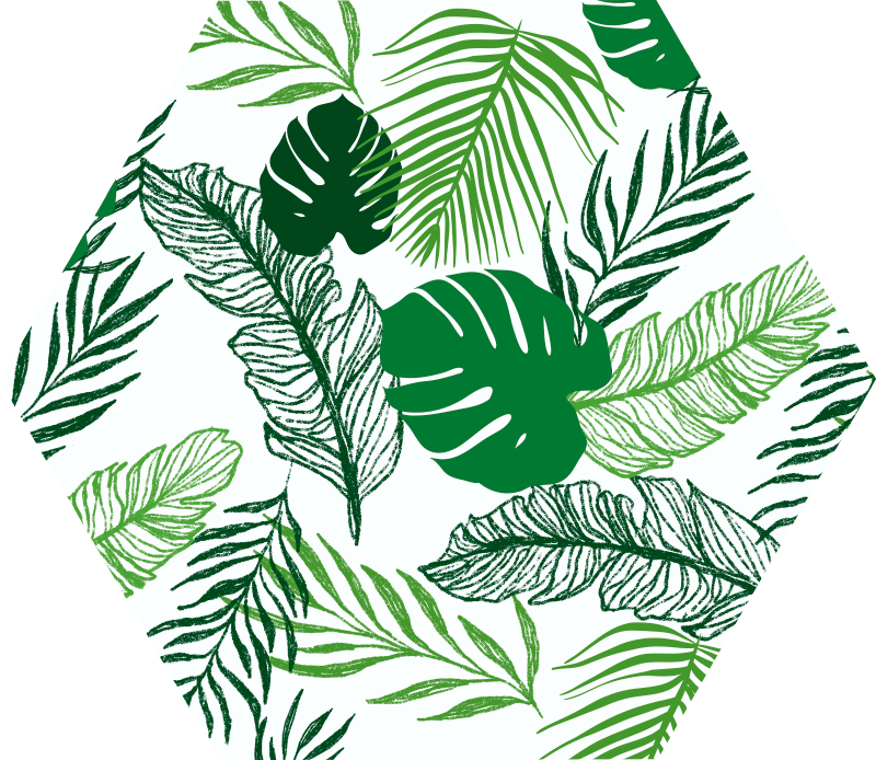 Tropische bladzeshoek vinyl tapijt bloemen en planten - TenStickers