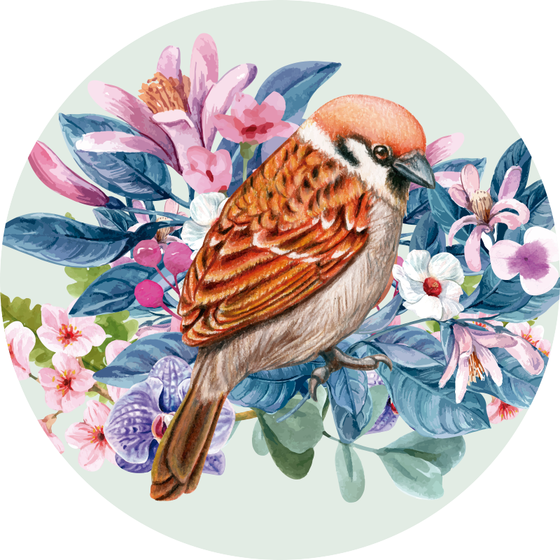 Bloemenfauna-tentoonstelling vinyl tapijt bloemen en planten - TenStickers