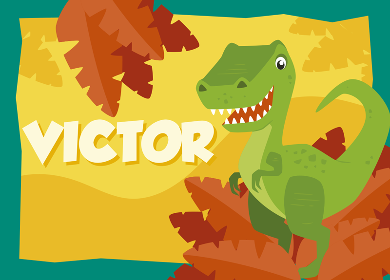 Personalisatie van dinosaurussen vinyl tapijt met naam - TenStickers