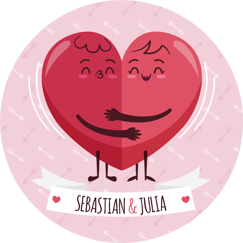 Gepersonaliseerde hartillustratie vinyl tapijt met naam - TenStickers
