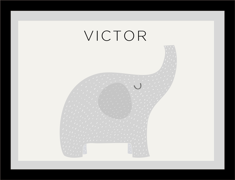 Gepersonaliseerde olifant vinyl tapijt met naam - TenStickers
