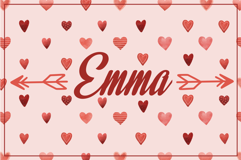 Gepersonaliseerd hartthema vinyl tapijt met naam - TenStickers