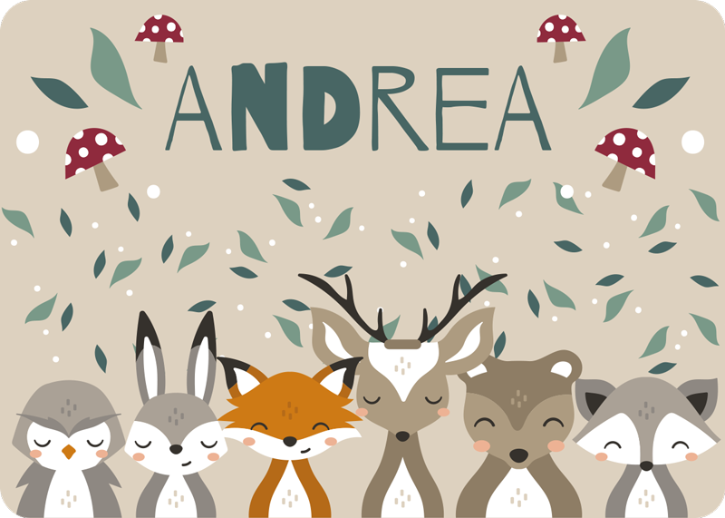 Bosvrienden vinyl tapijt met naam - TenStickers