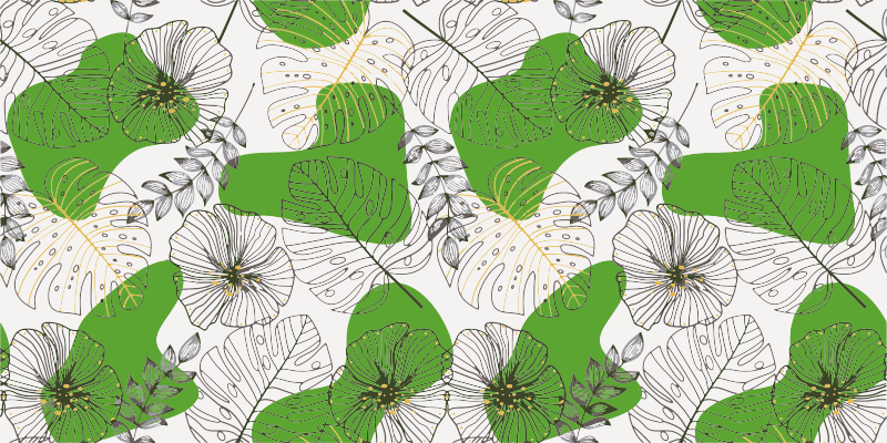 Tropische monstera vinyl tapijt bloemen en planten - TenStickers
