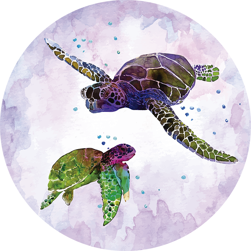 Duo zeeschildpadden dieren vinyl tapijt - TenStickers