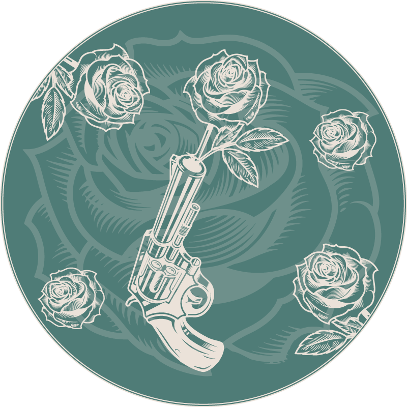 Bloemenrevolver vinyl tapijt bloemen en planten - TenStickers
