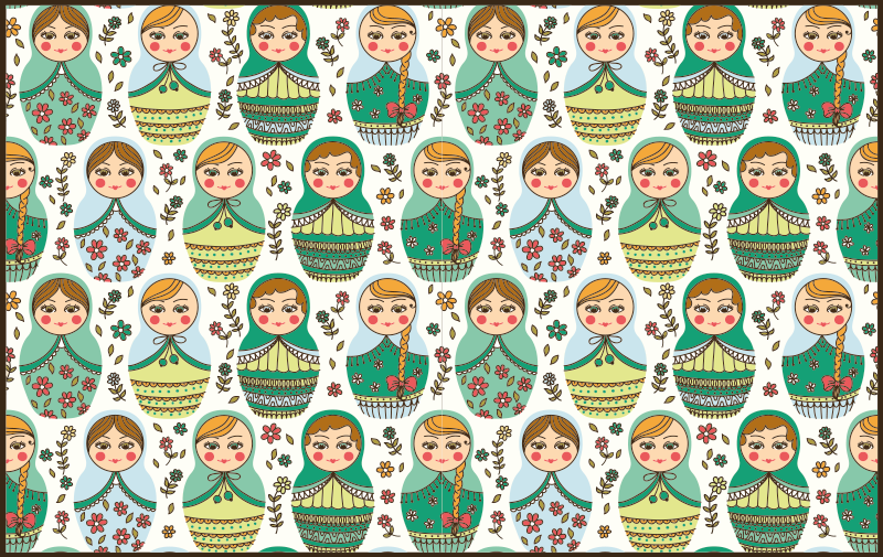 Russisch poppenmotief vinyl tapijt slaapkamer - TenStickers