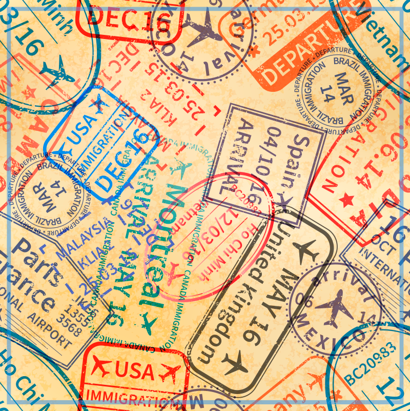 Reispaspoortzegels vinyl tapijt wereldkaart - TenStickers