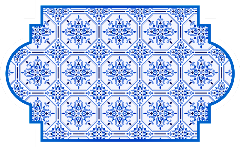 Vinyl tapijt tegels ornate blauwe tegels - TenStickers