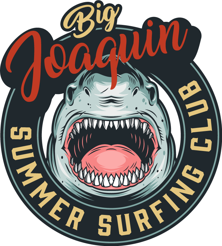 Haai surf embleem vinyl tapijt met naam - TenStickers