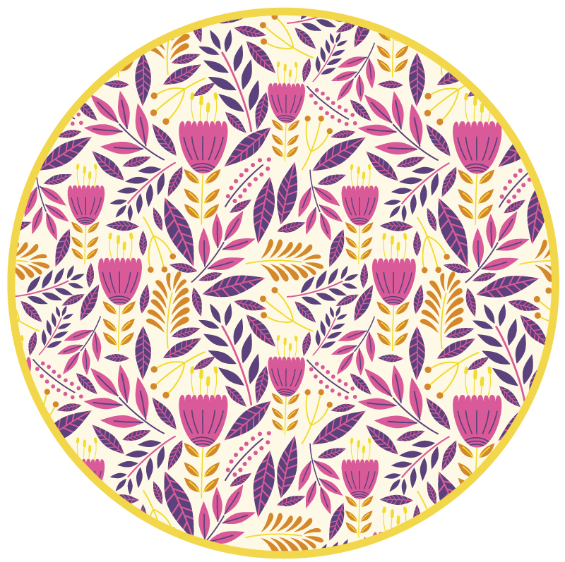 Bloemensymmetrie ontwerp vinyl tapijt bloemen en planten - TenStickers