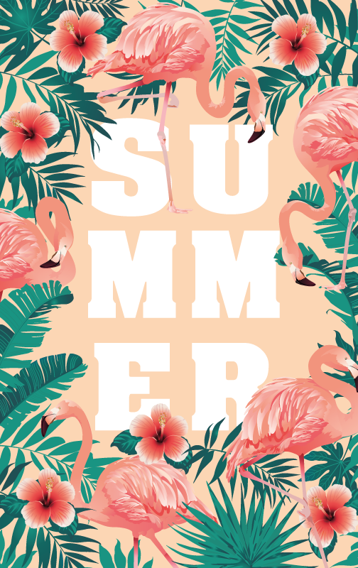 Zomer flamingo thema vinyl tapijt evenement - TenStickers