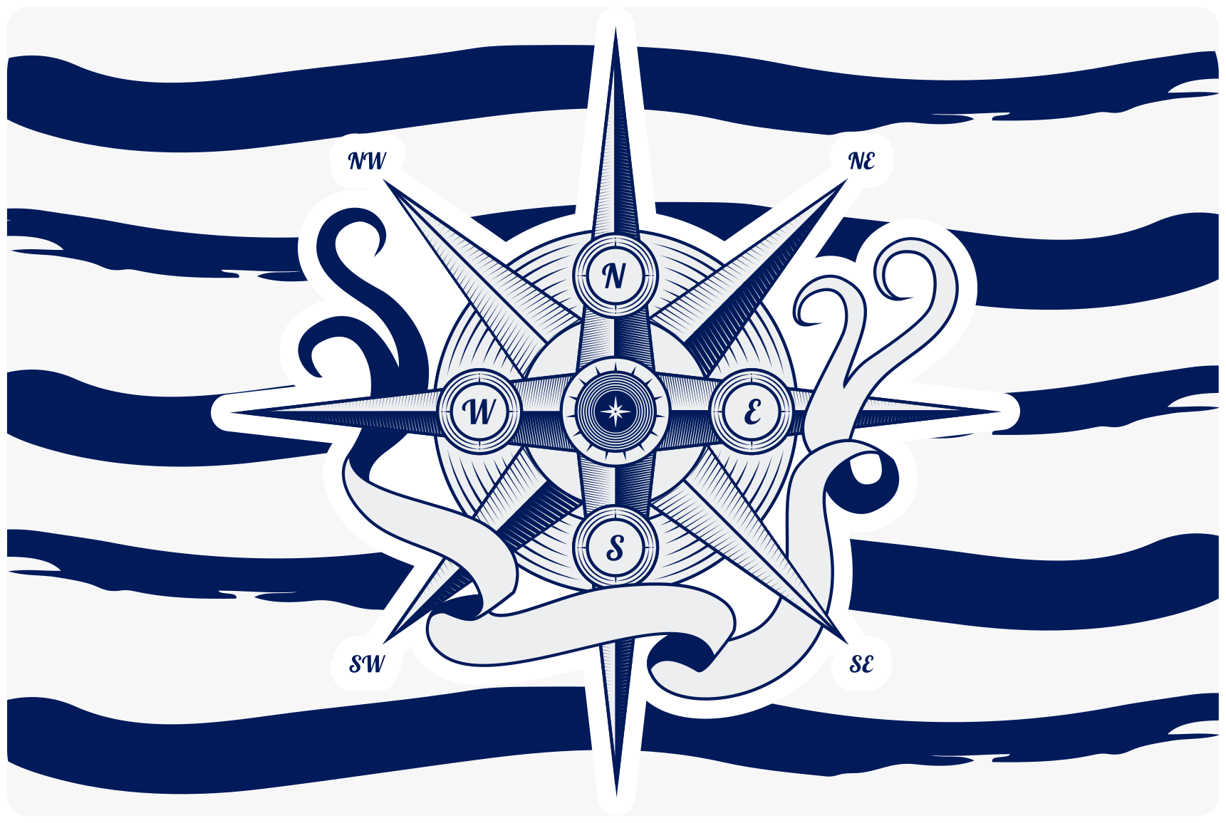 Nautisch kompas vinyl tapijt wereldkaart - TenStickers