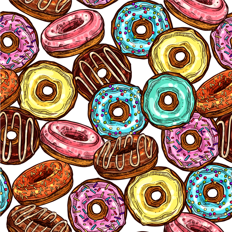 Kleurrijke donutcollectie vinyl tapijt meer kinderen - TenStickers
