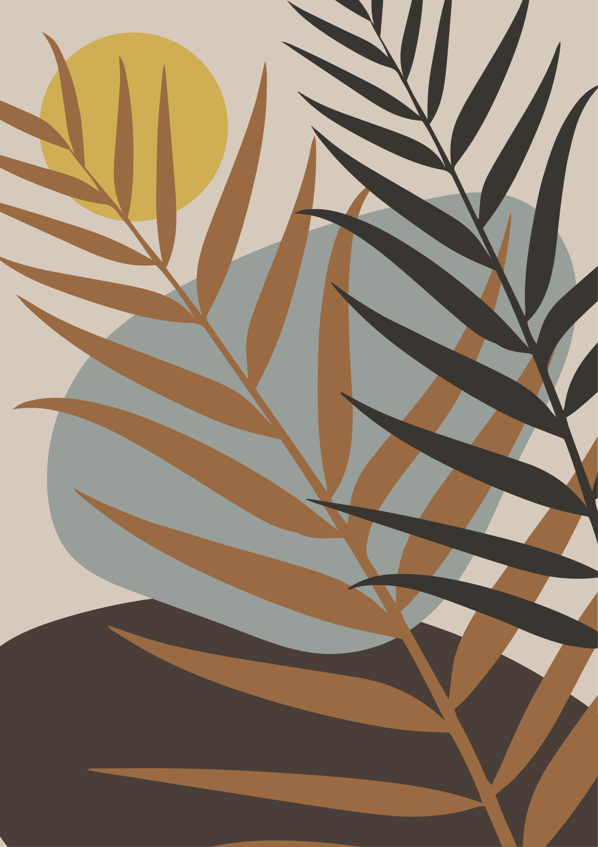 Botanische zonsondergang vinyl tapijt bloemen en planten - TenStickers