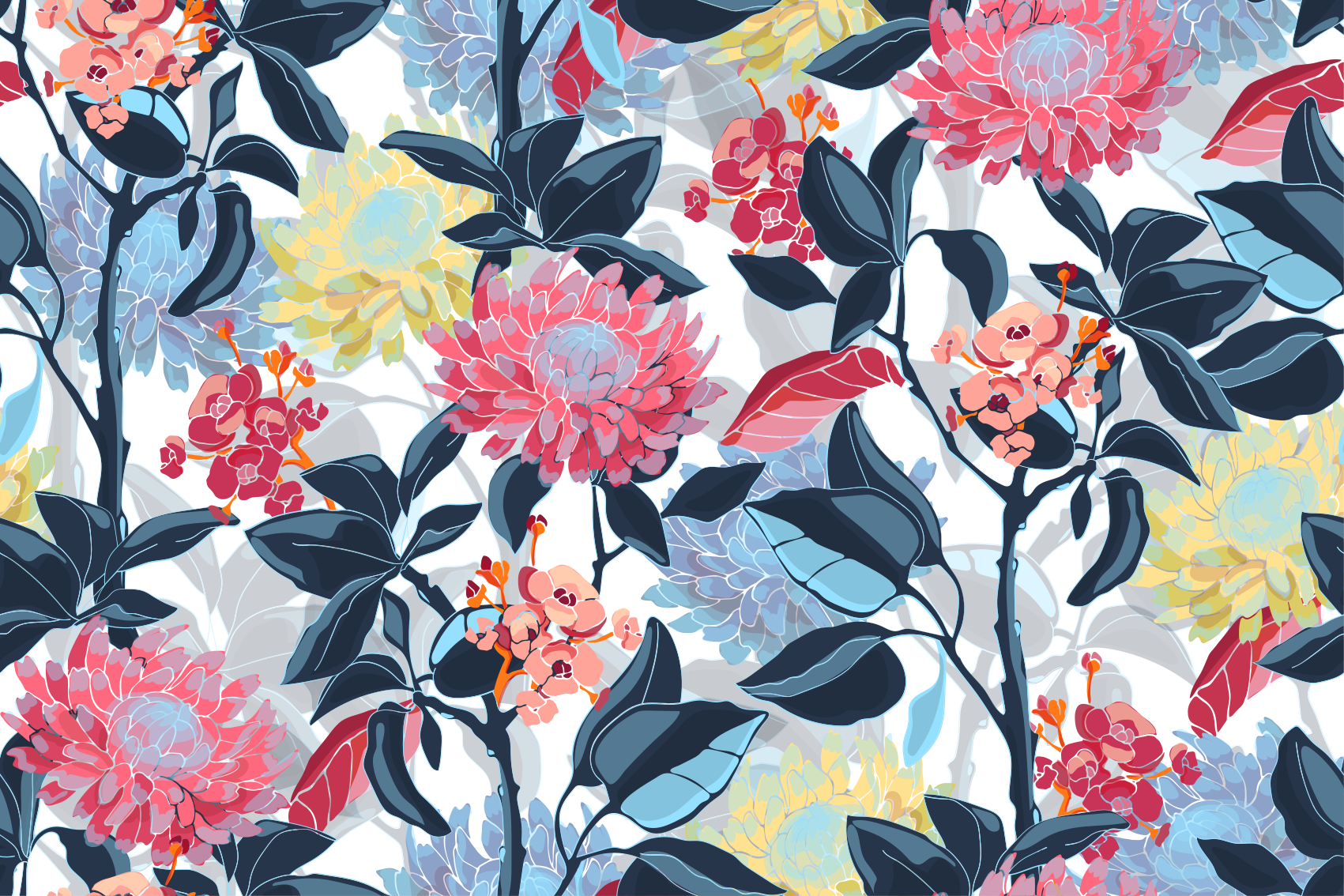 Bloemstukdetail vinyl tapijt bloemen en planten - TenStickers