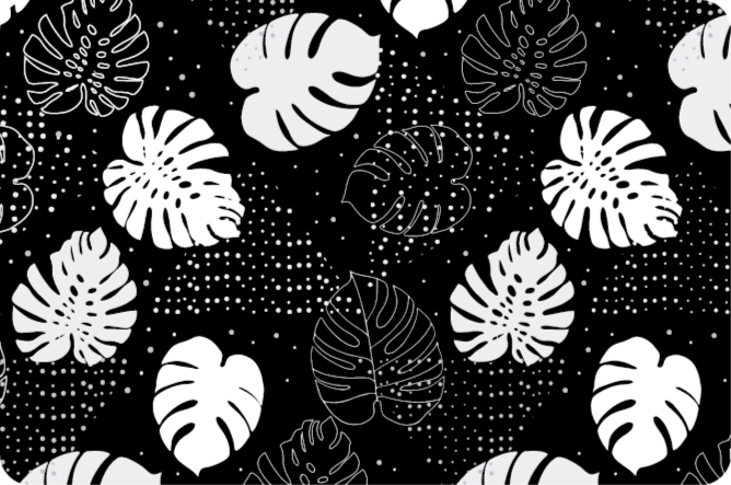 Monochroom botanisch vinyl tapijt  - TenStickers