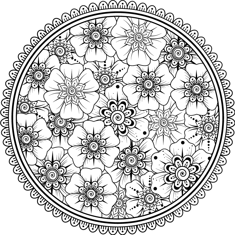 Vinyl tapijt mandala bloemenpatroon - TenStickers