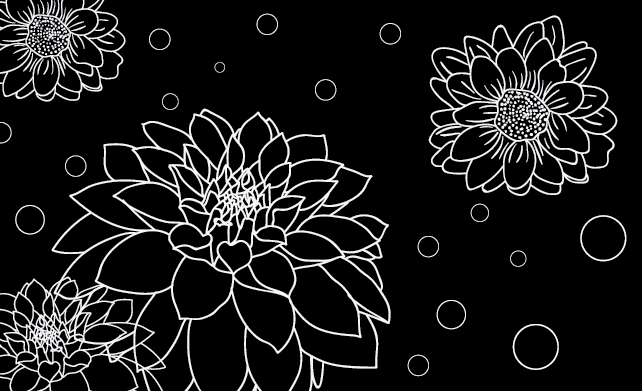 Vinyl tapijt bloemen en planten bloemenlijn contrast - TenStickers
