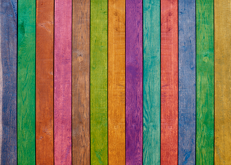 Kleurrijk plankpatroon vinyl tapijt houtstructuur - TenStickers