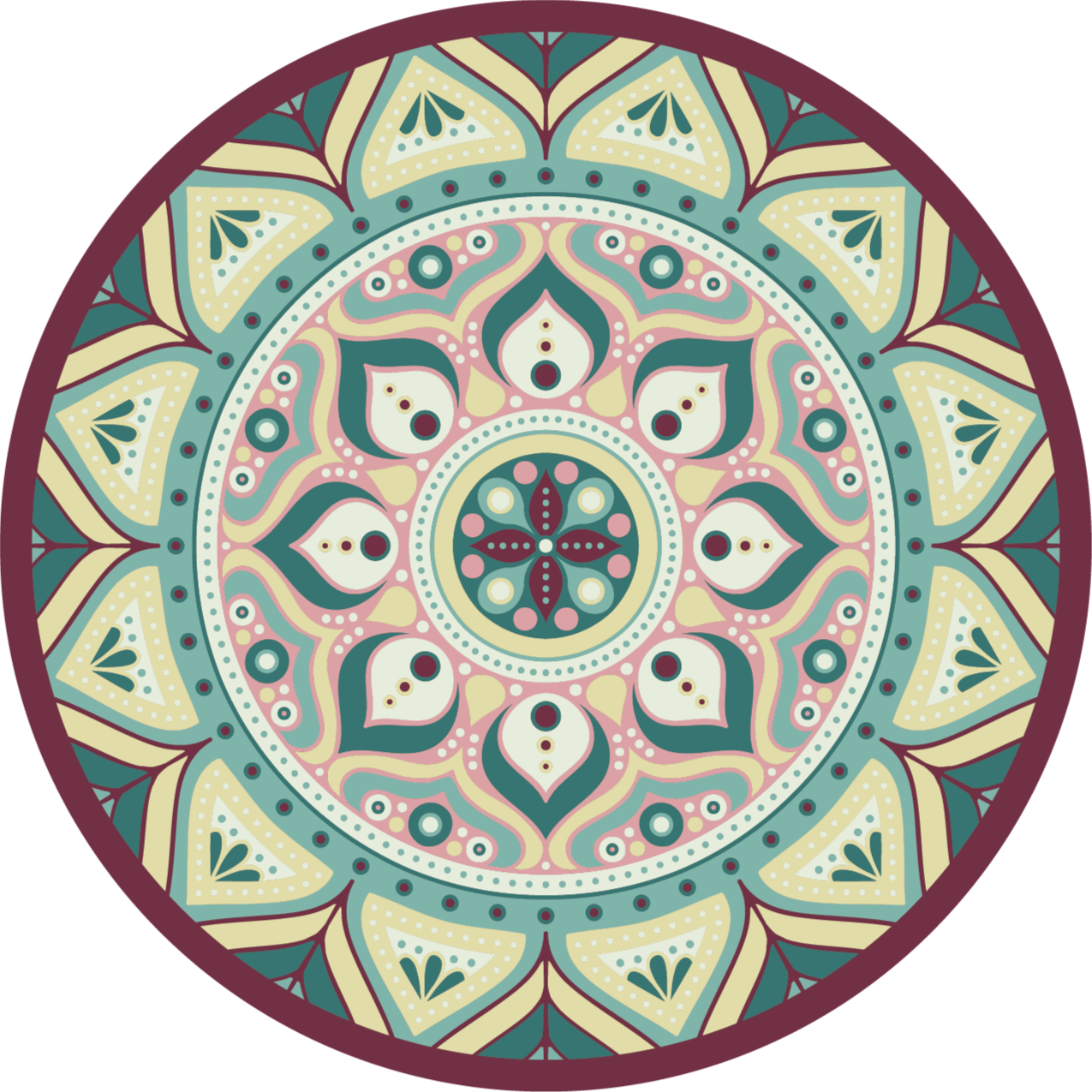 Vinyl tapijt mandala cirkelvormig ontwerp - TenStickers