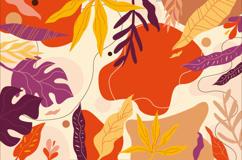Herfstbladeren patronen vinyl tapijt natuur - TenStickers