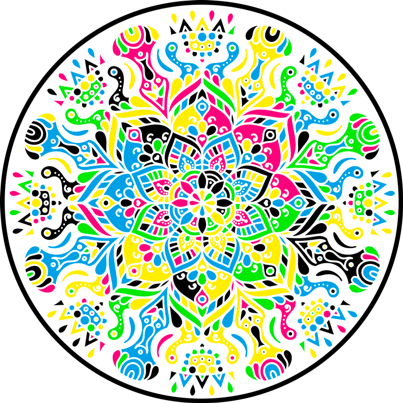 Vinyl tapijt mandala vrolijke mandala - TenStickers