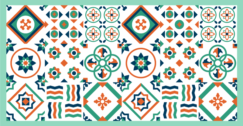 Levendig patroon vinyl tapijt keuken - TenStickers