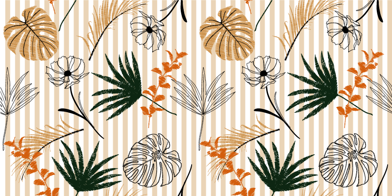 Botanisch thema vinyl tapijt bloemen en planten - TenStickers